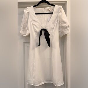 Wayf White Mini Dress with Black Bow